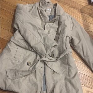 Zara Tan Trench Coat with Belted Waist